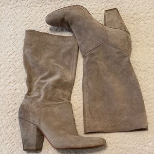 1. State Gray Suede Heeled Boots